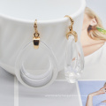 Stylish gold hook tear drop shape transparent cute clear acrylic earrings